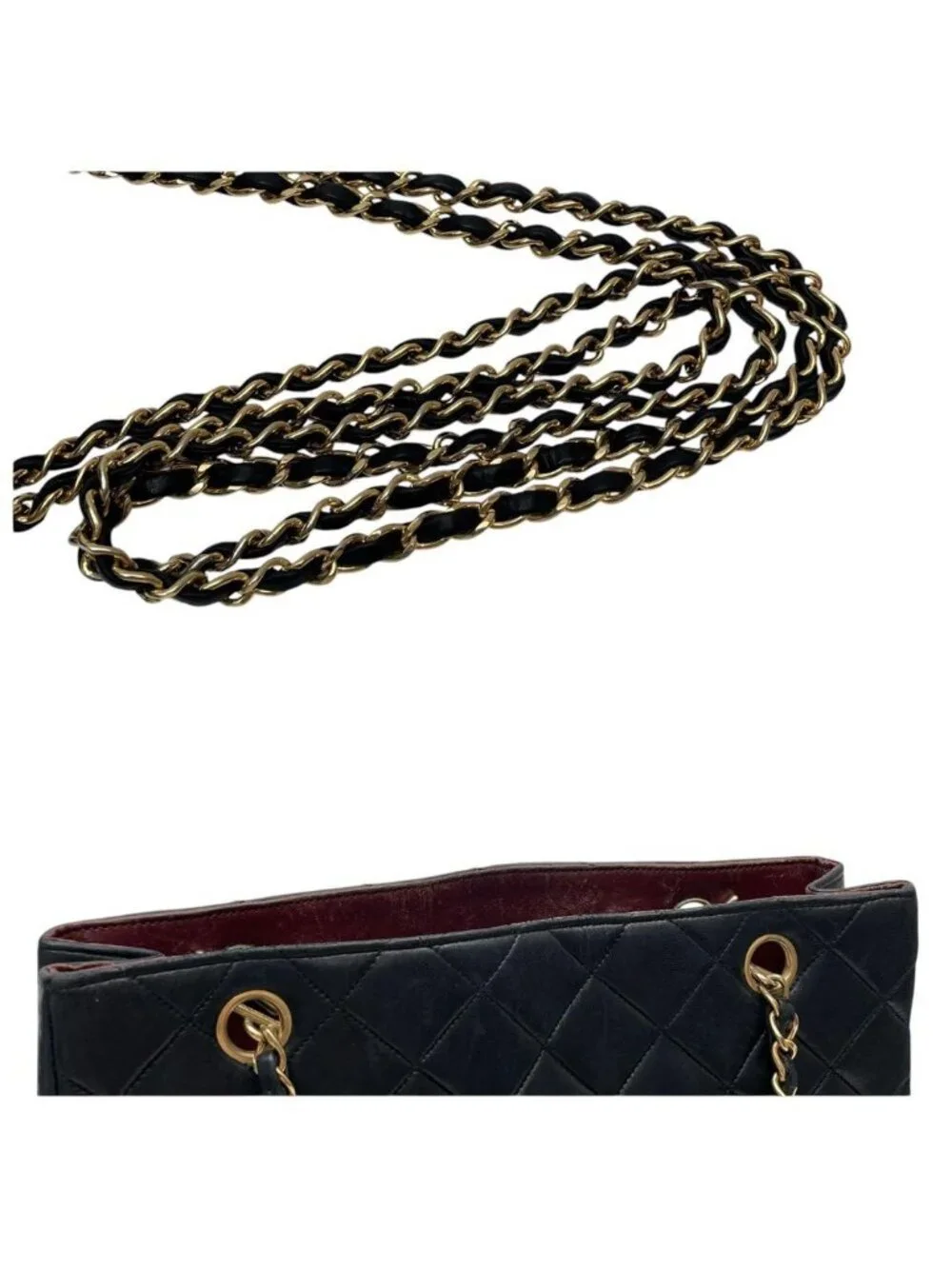 Chanel Quilted Lambskin Chain Shoulder Tote Bag Black